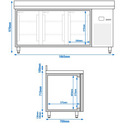 Masa frigorifica GGM Gastro KTF187AND3T-EF (Inox) Thumb