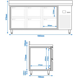 Masa frigorifica GGM Gastro KTF187AND6S-EF (Inox) Thumb