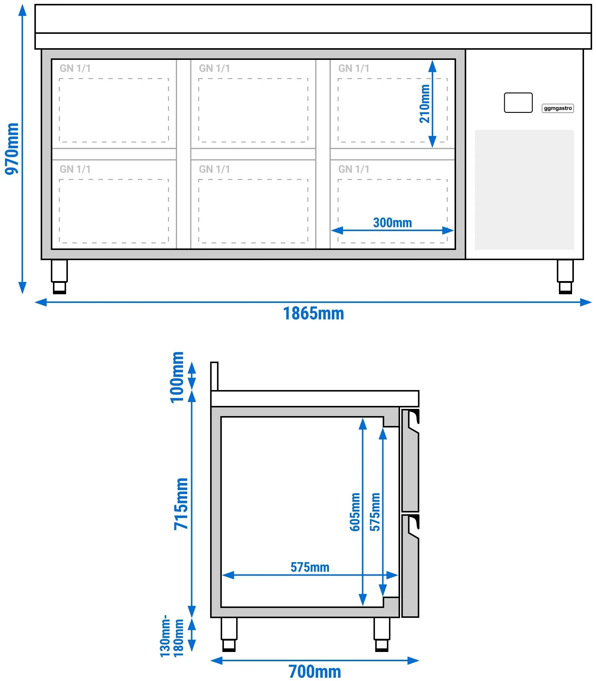 Masa frigorifica GGM Gastro KTF187AND6S-EF (Inox) - 10