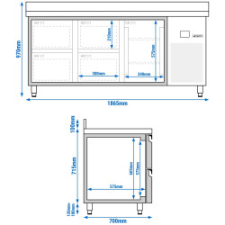 Холодильный стол GGM Gastro KTF187ANDT4S-EF (Inox) Thumb