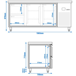 Masa frigorifica GGM Gastro KTF187ND2T2S-EF (Inox) Thumb