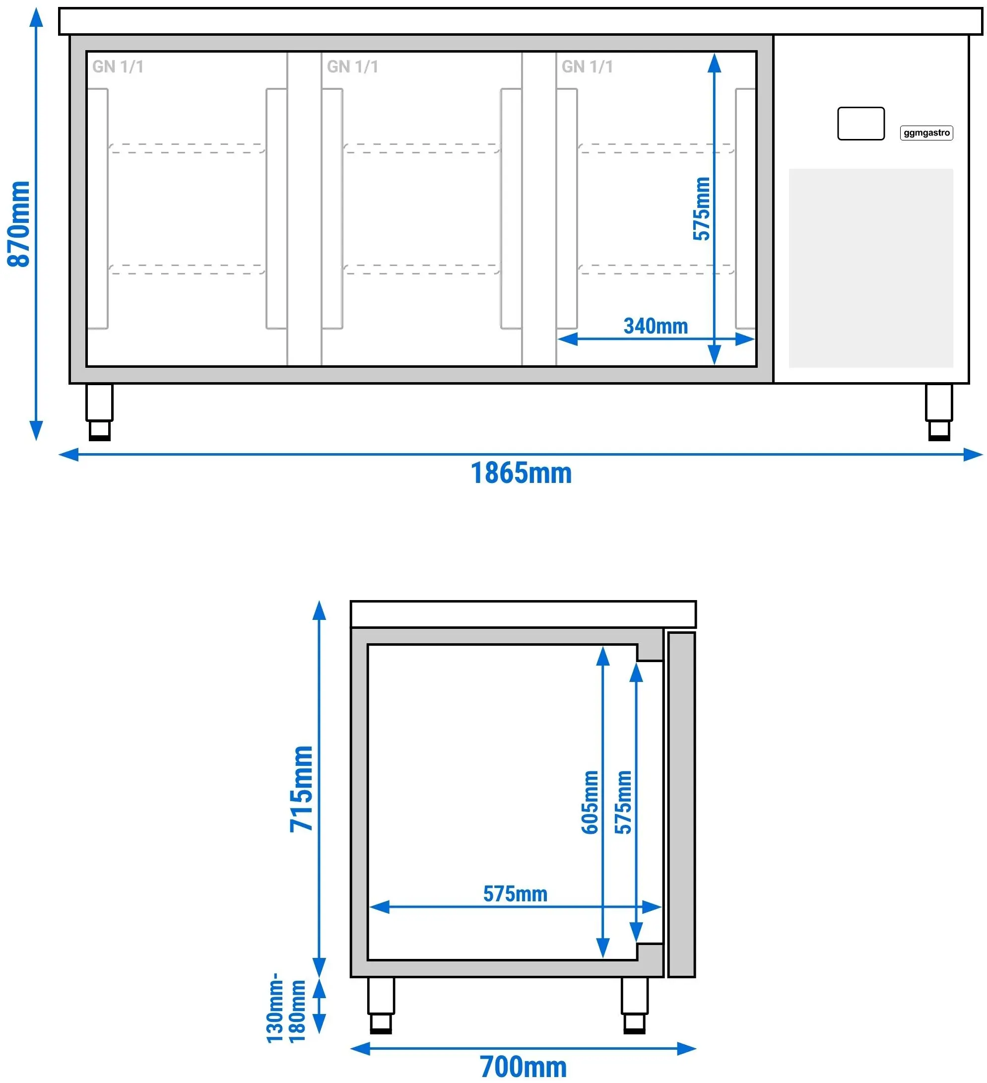 Холодильный стол GGM Gastro KTF187ND3T-EF (Inox) - 9