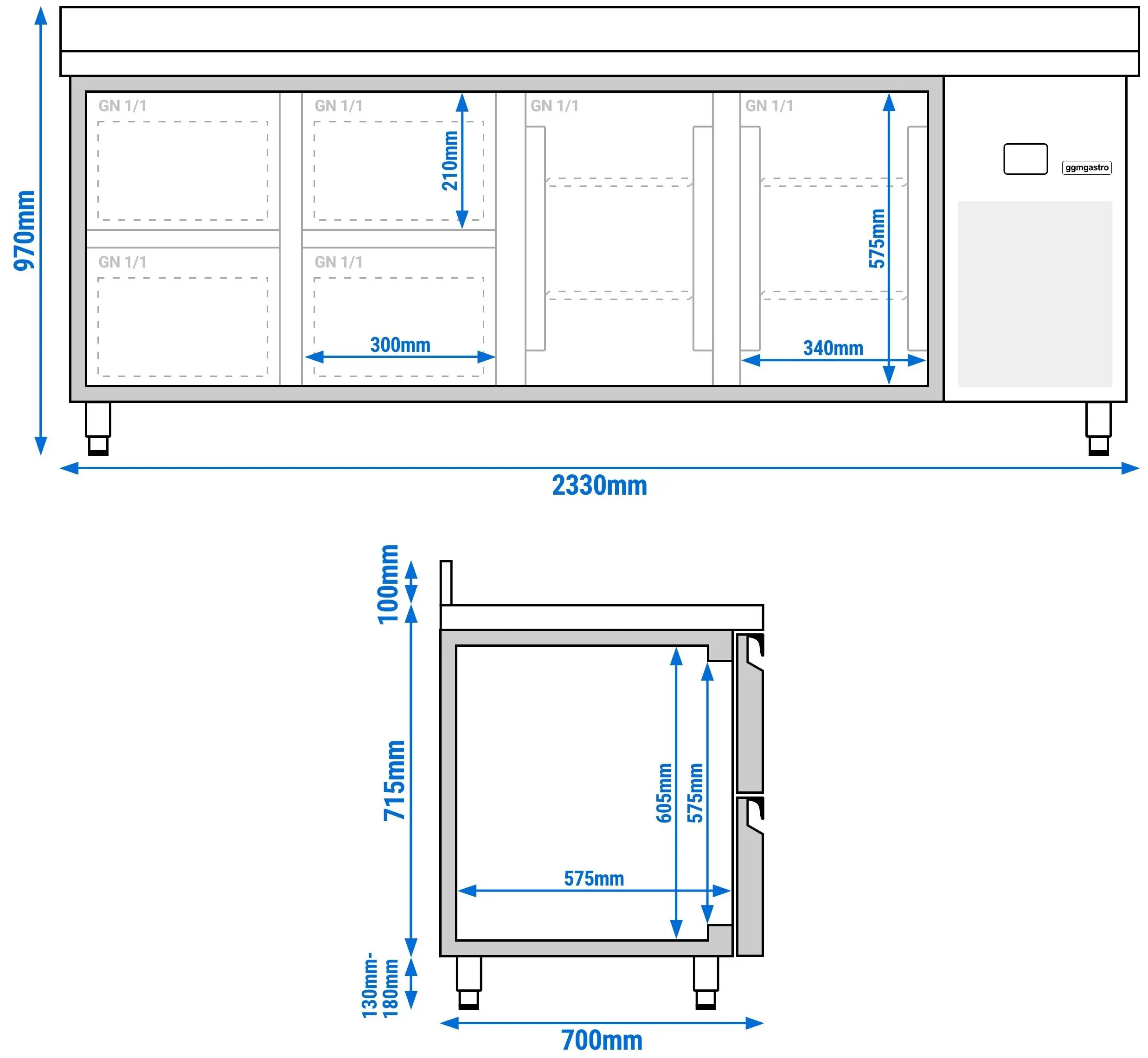 Холодильный стол GGM Gastro KTF227AND2T4S-EF (Inox) - 11