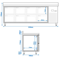 Masa frigorifica GGM Gastro KTF227AND8S-EF (Inox) Thumb