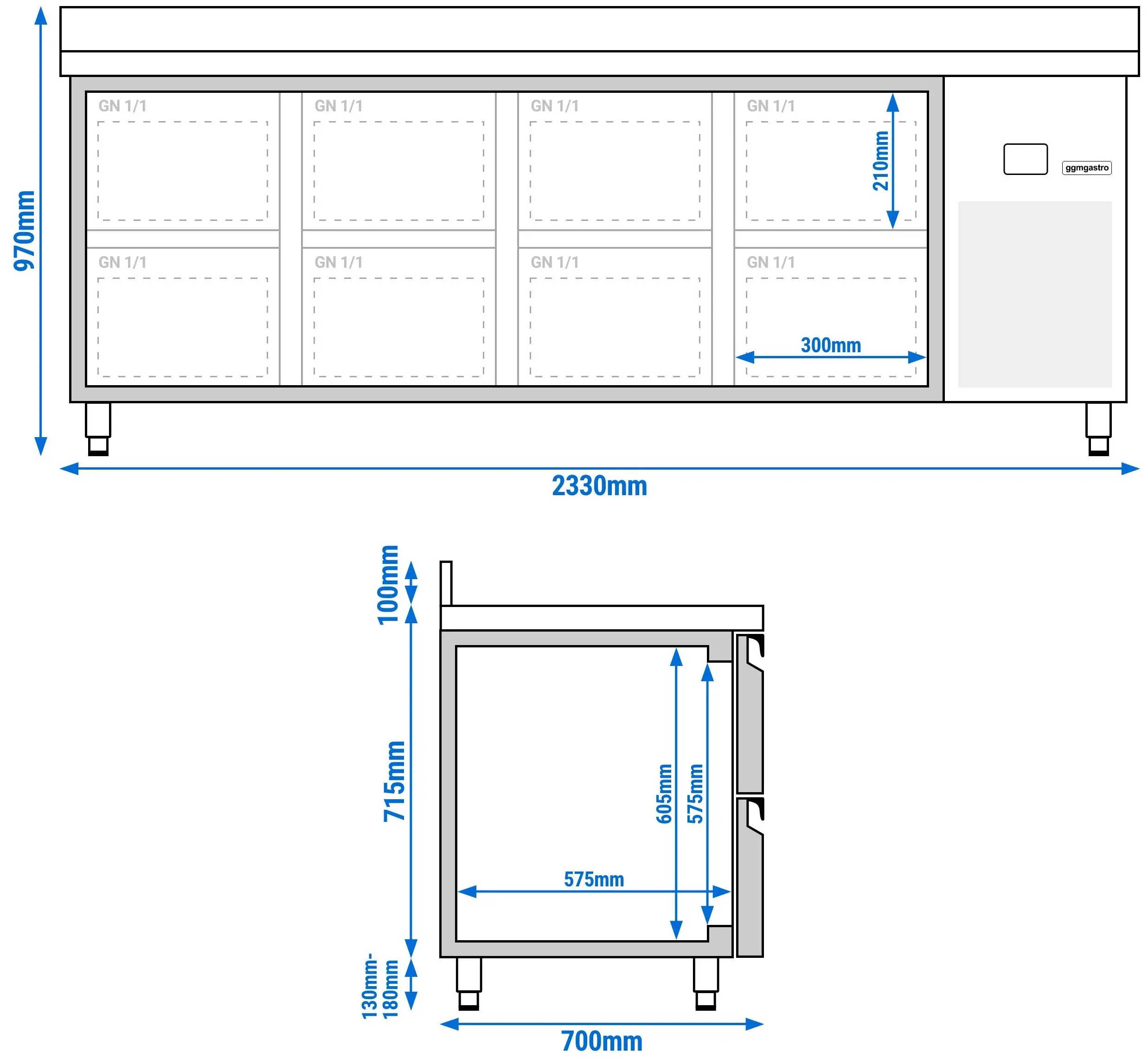 Masa frigorifica GGM Gastro KTF227AND8S-EF (Inox) - 10