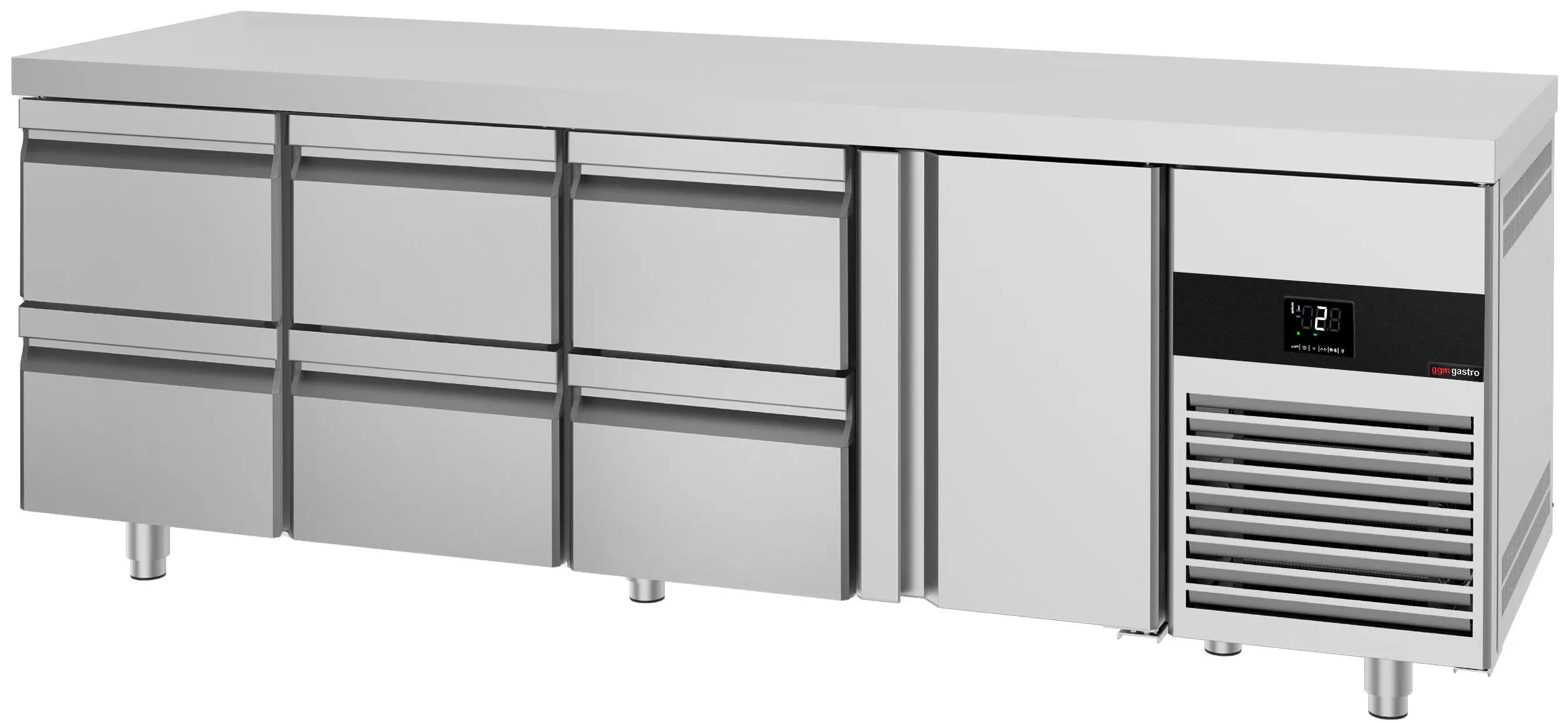 Masa frigorifica GGM Gastro KTF227NDT6S-EF (Inox) - 4