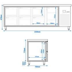 Masa frigorifica GGM Gastro KTF227NDT6S-EF (Inox) Thumb