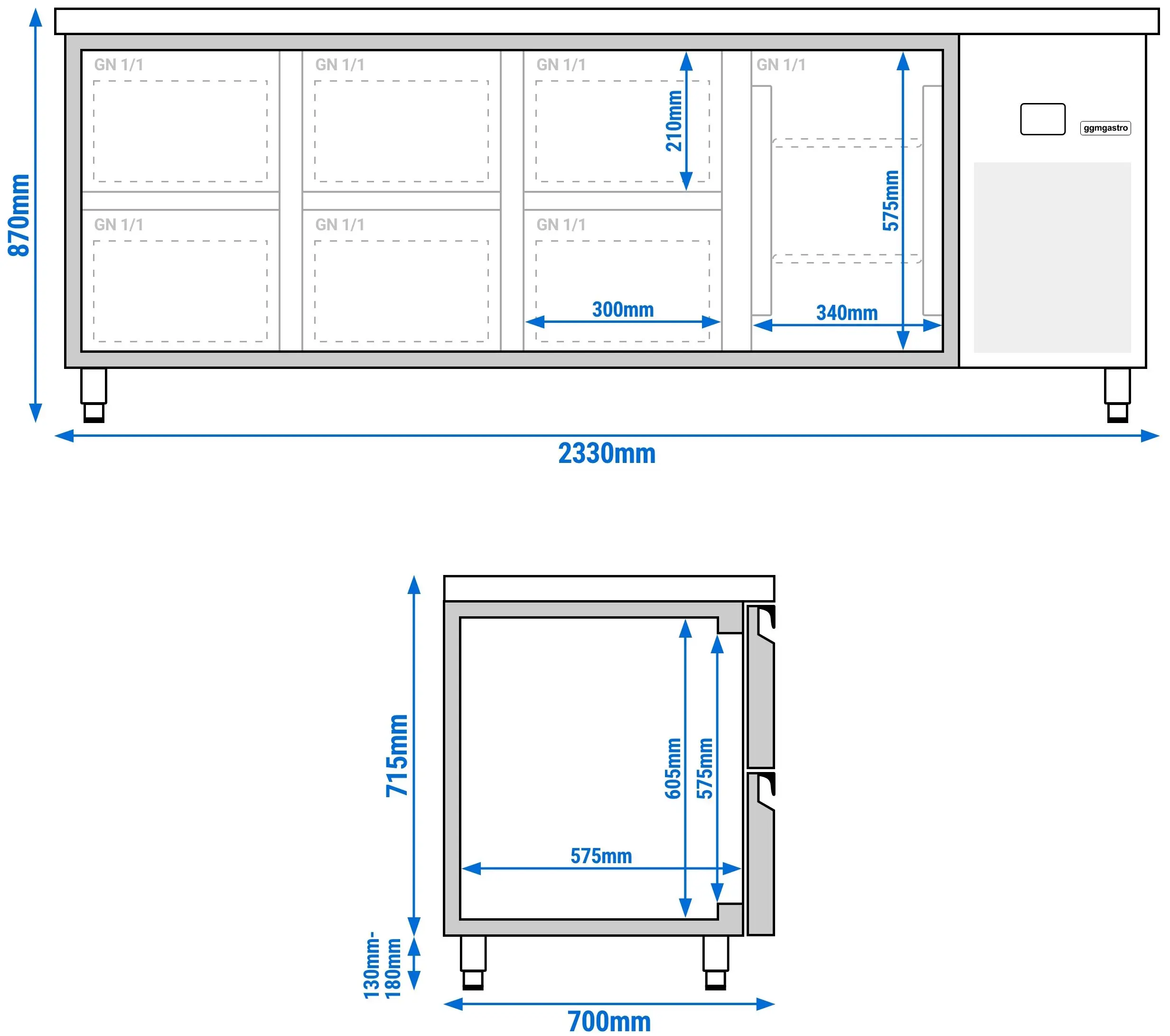 Masa frigorifica GGM Gastro KTF227NDT6S-EF (Inox) - 10