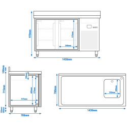 Masa frigorifica GGM Gastro KTF270BAR-EF (Inox) Thumb
