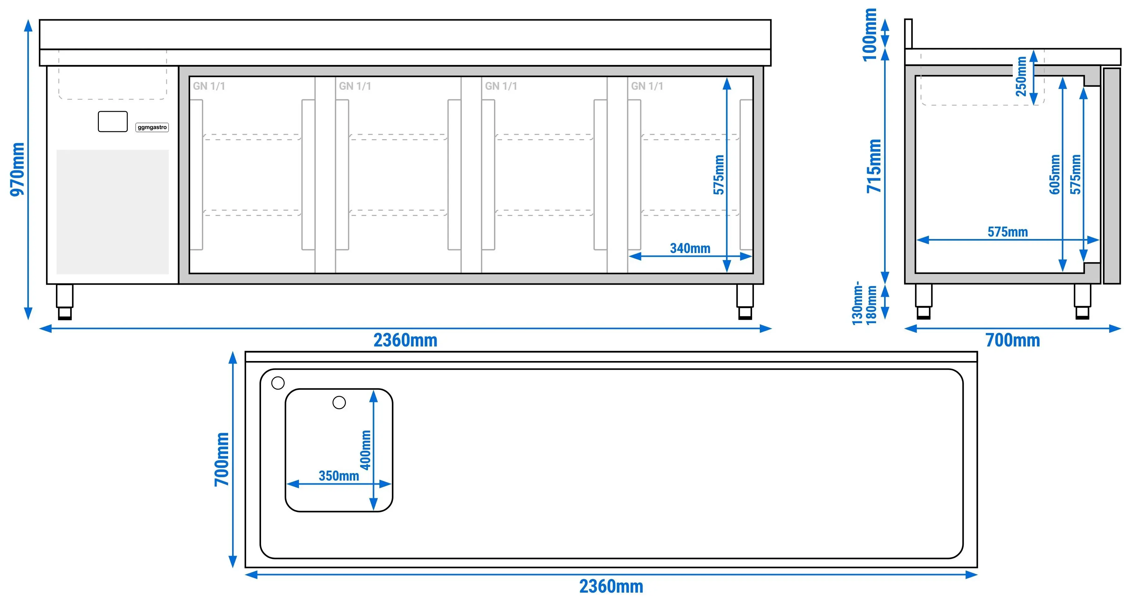 Masa frigorifica GGM Gastro KTF540BAL-EF (Inox) - 16