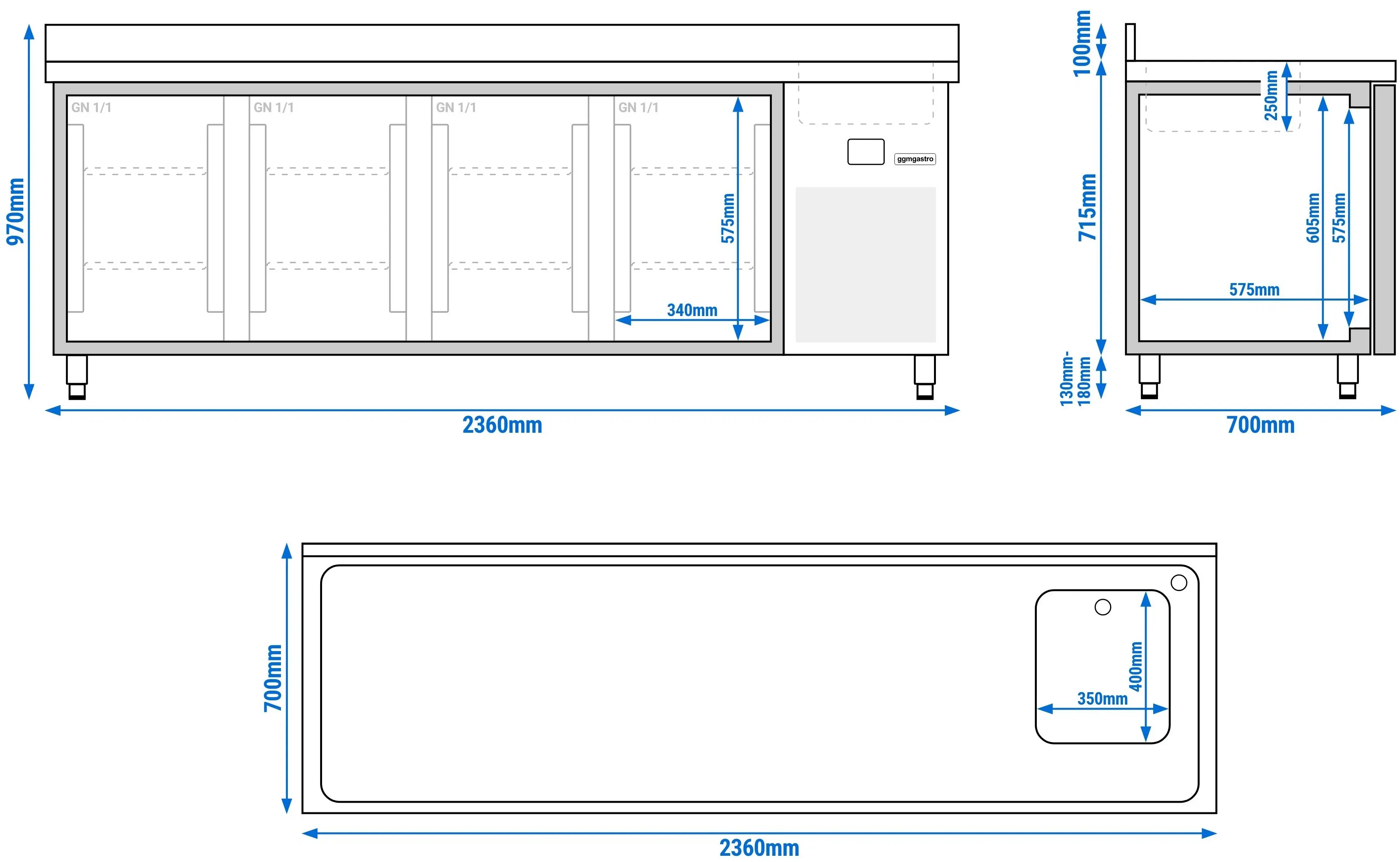 Холодильный стол GGM Gastro KTF540BAR-EF (Inox) - 15