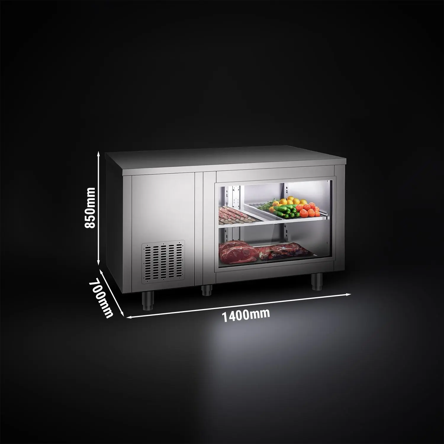 Холодильный стол GGM Gastro KTGFF147D (Inox) - 9