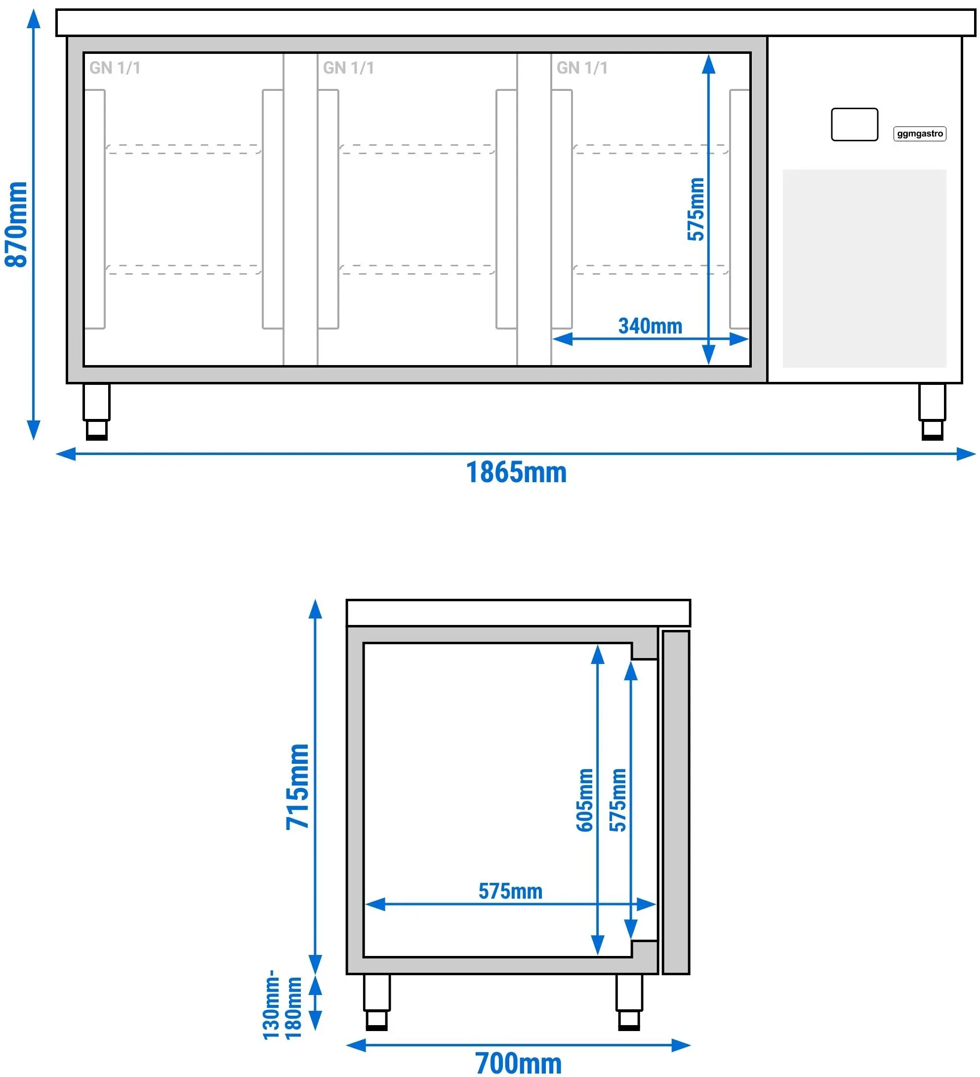 Холодильный стол GGM Gastro KTGFF187D (Inox) - 10