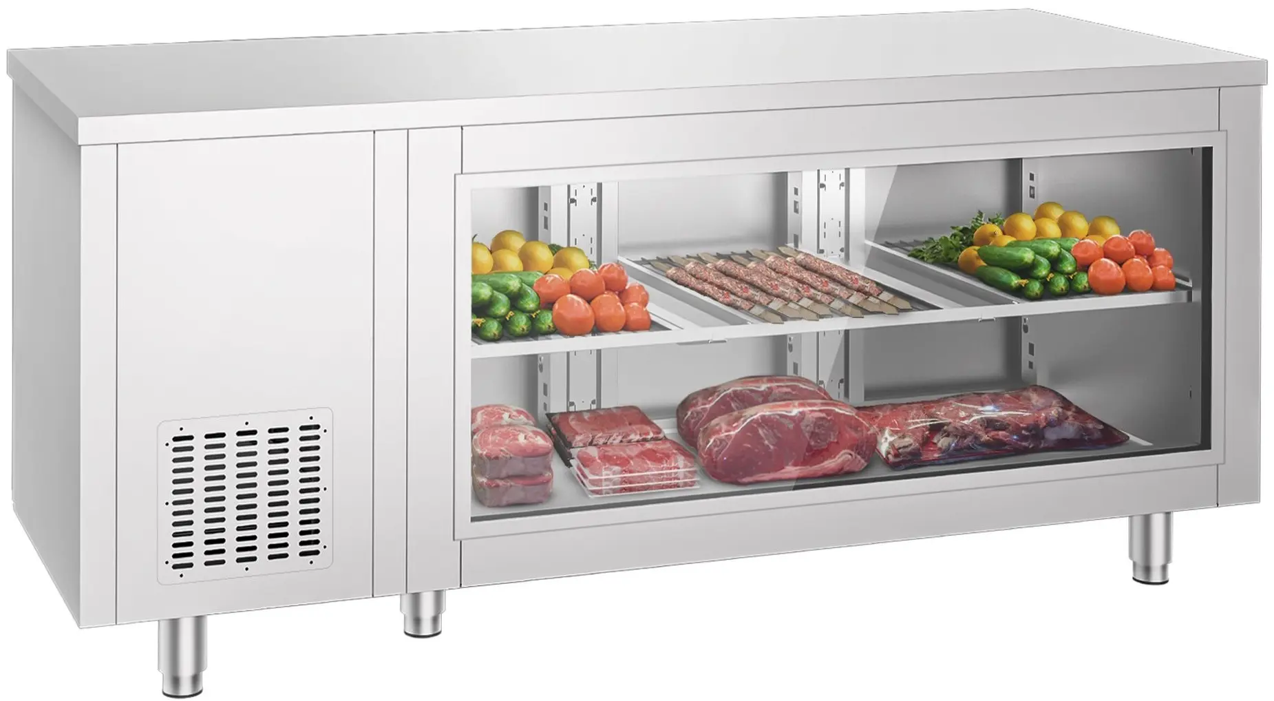 Холодильный стол GGM Gastro KTGFF187D (Inox)