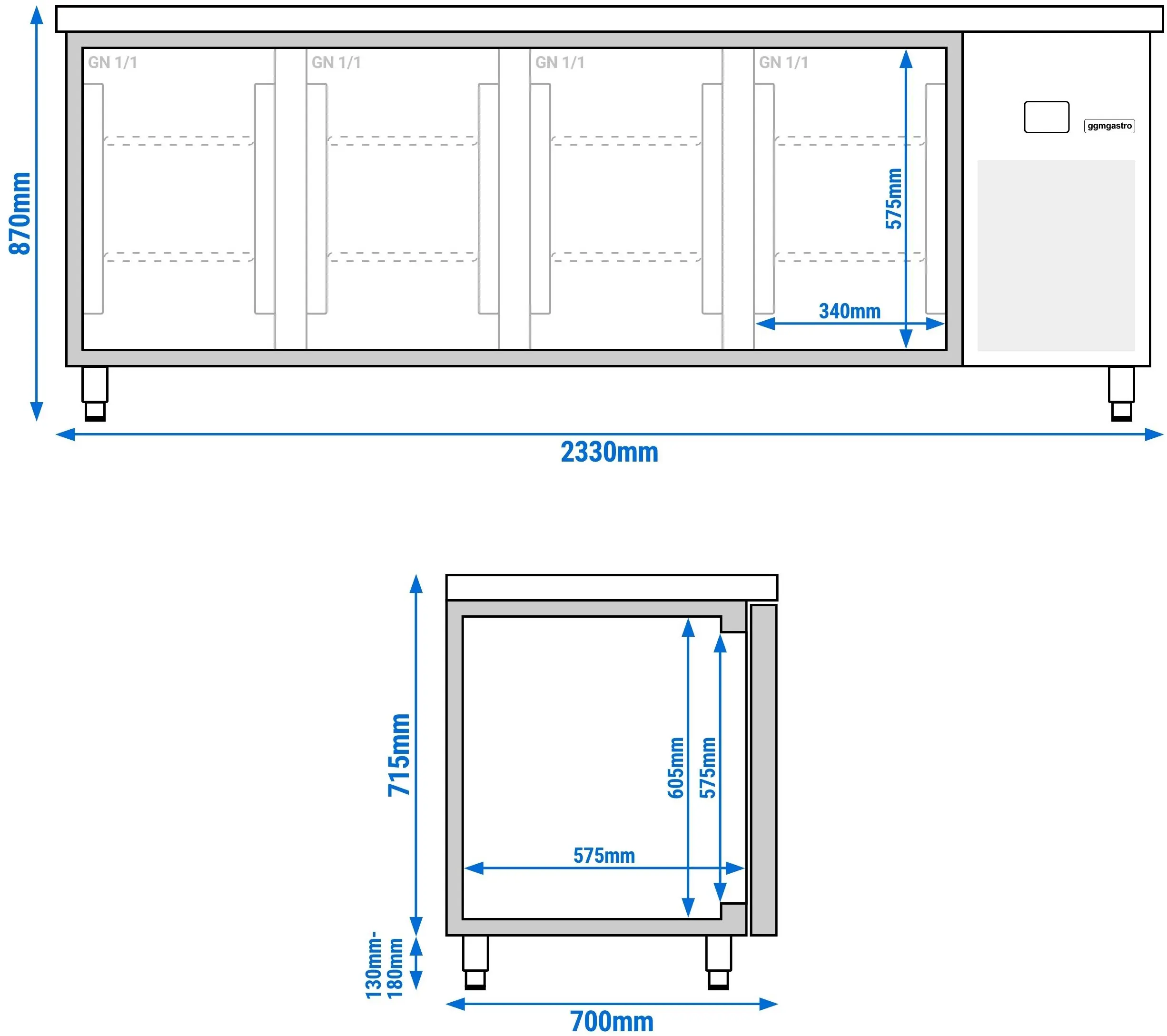 Masa frigorifica GGM Gastro KTGFF237D (Inox) - 10