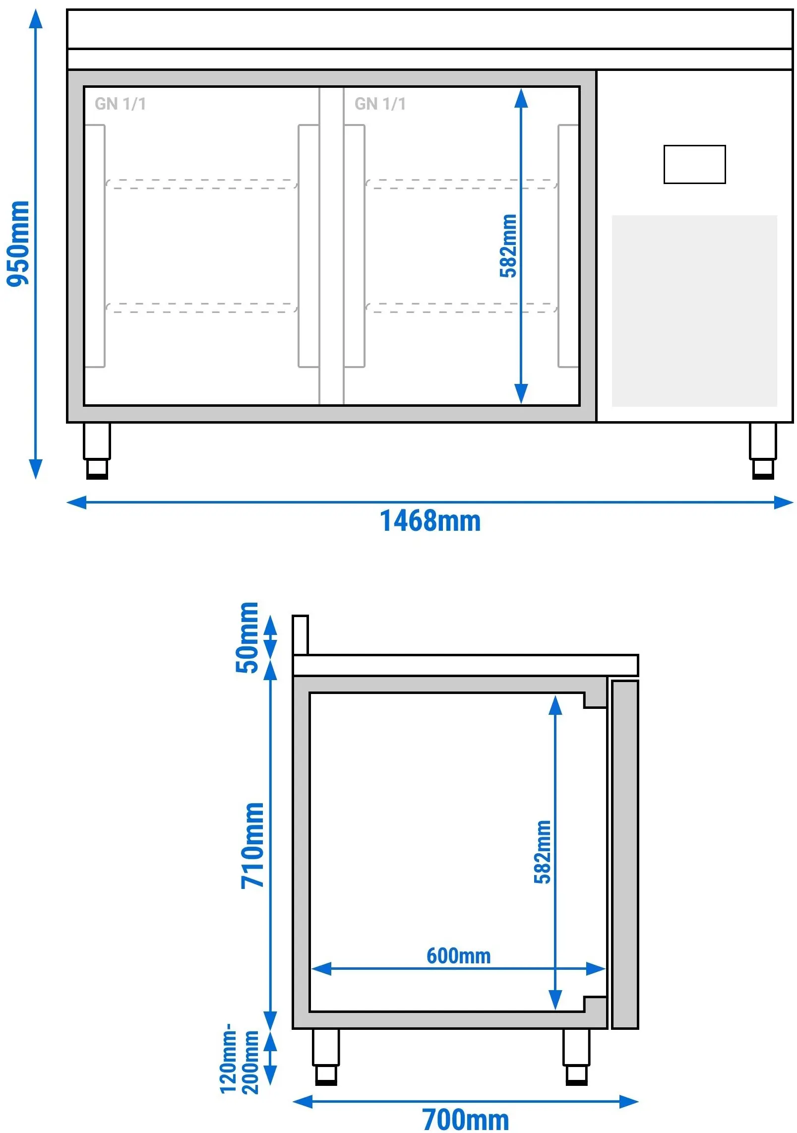 Холодильный стол GGM Gastro KTI157 (Inox) - 8