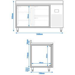 Masa frigorifica GGM Gastro KTI157T1S1212 (Inox) Thumb