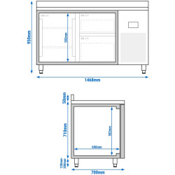 Masa frigorifica GGM Gastro KTI157T1S2313 (Inox) Thumb