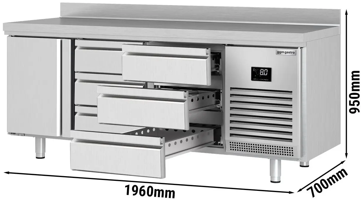 Холодильный стол GGM Gastro KTI207T1S1313 (Inox) - 9