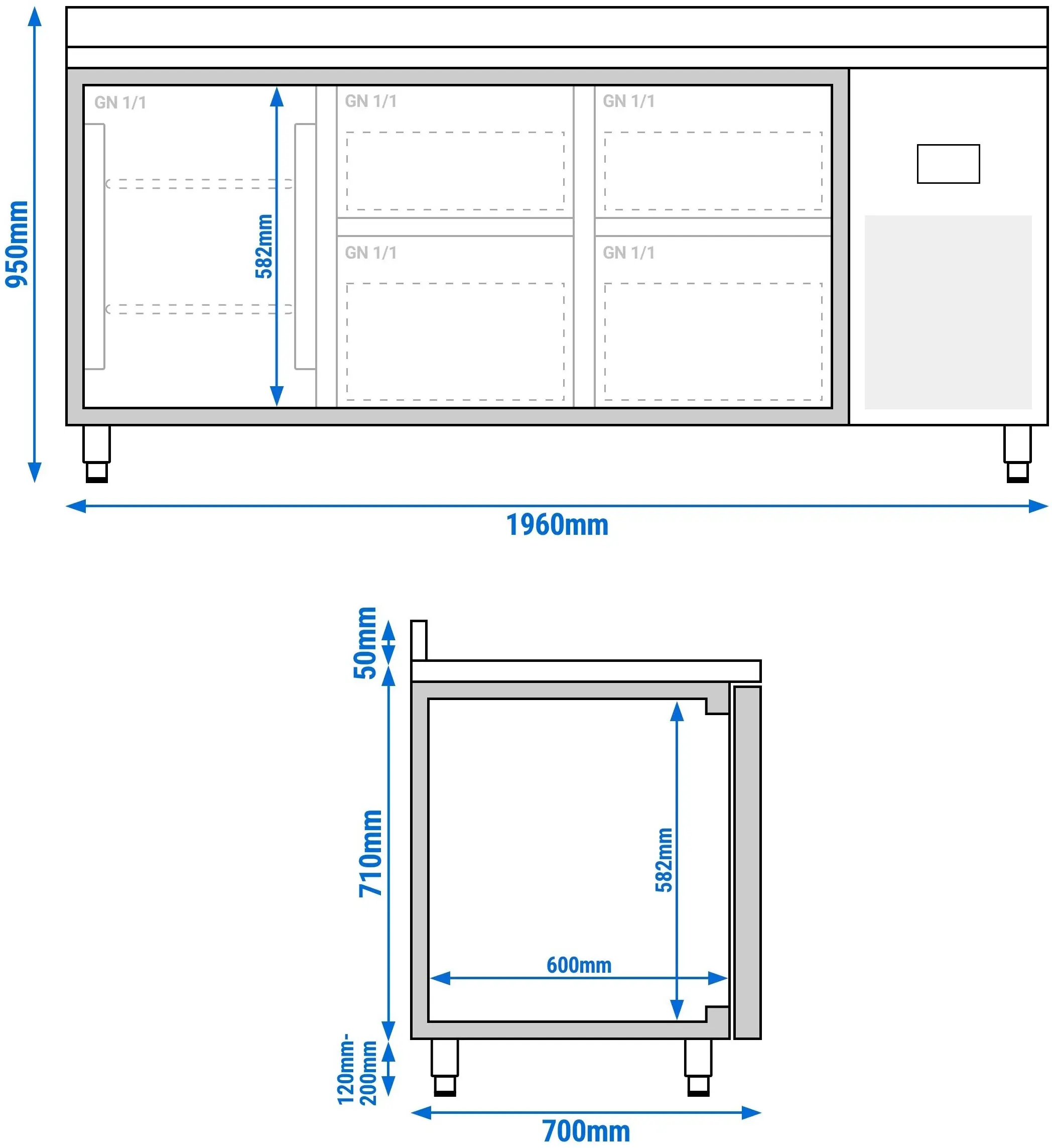 Холодильный стол GGM Gastro KTI207T1S2313 (Inox) - 11