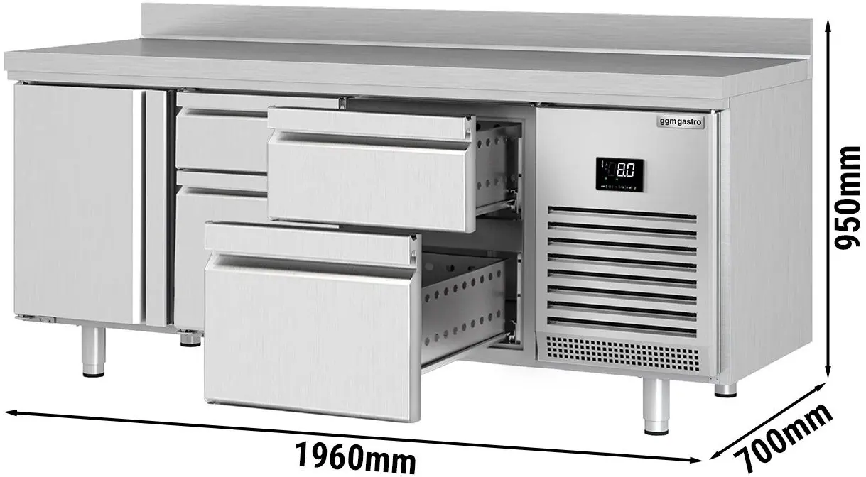 Холодильный стол GGM Gastro KTI207T1S2313 (Inox) - 10