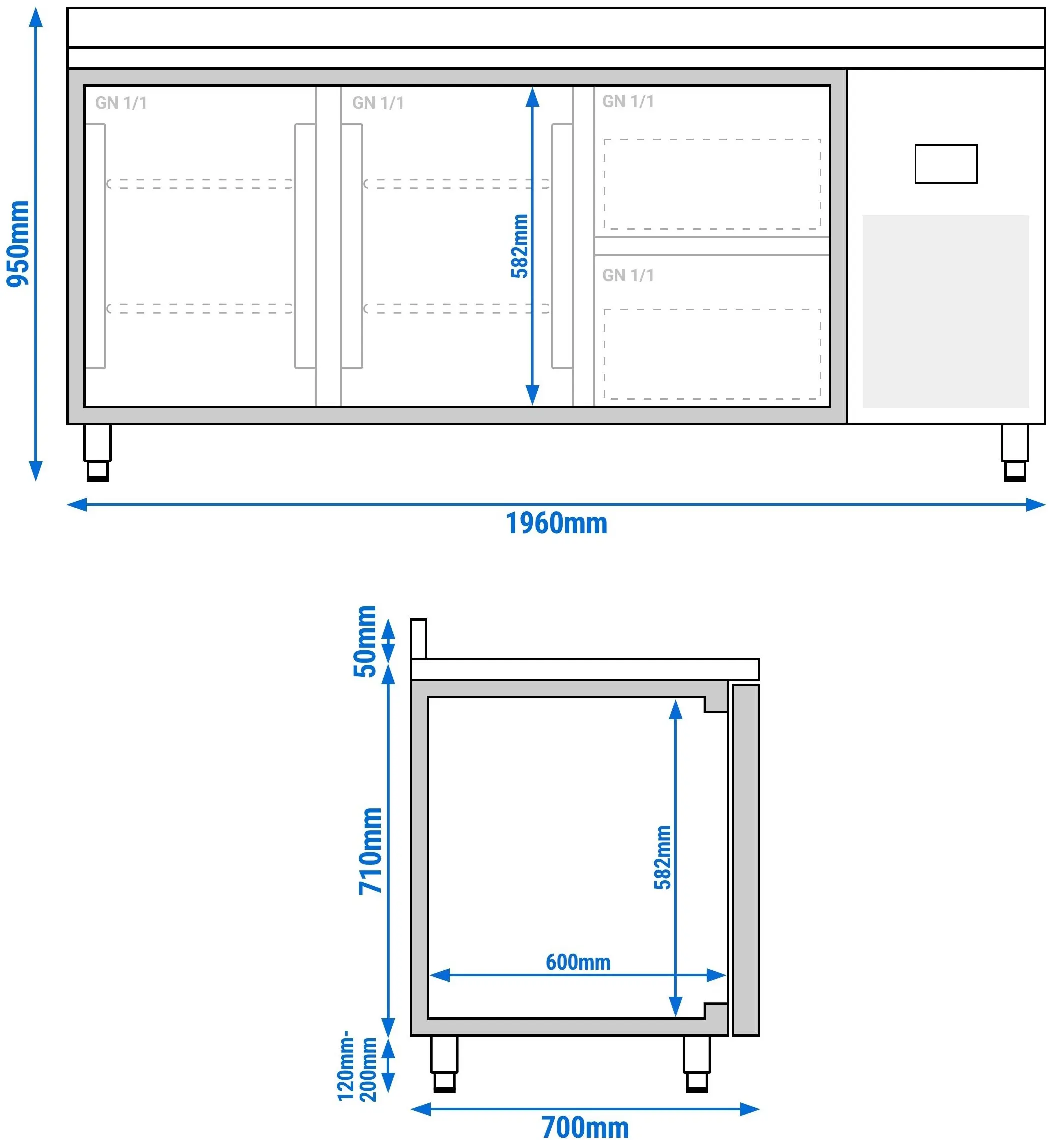 Masa frigorifica GGM Gastro KTI207T2S1212 (Inox) - 10