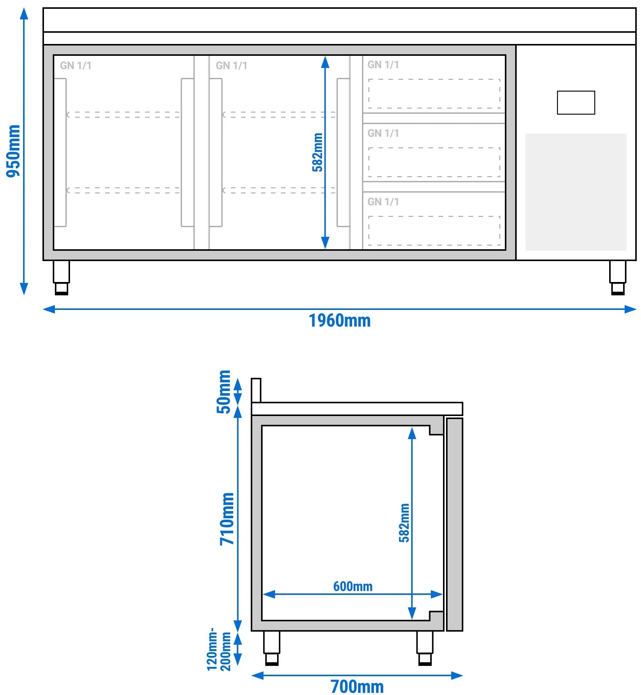 Masa frigorifica GGM Gastro KTI207T2S1313 (Inox) - 11
