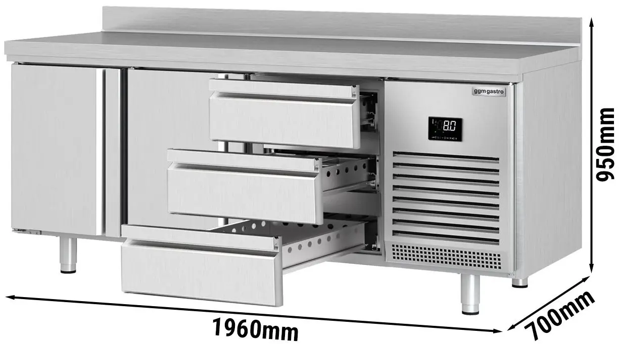 Masa frigorifica GGM Gastro KTI207T2S1313 (Inox) - 10