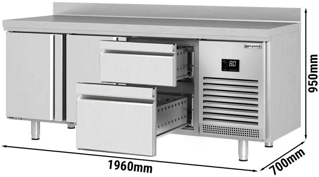 Холодильный стол GGM Gastro KTI207T2S2313 (Inox) - 10