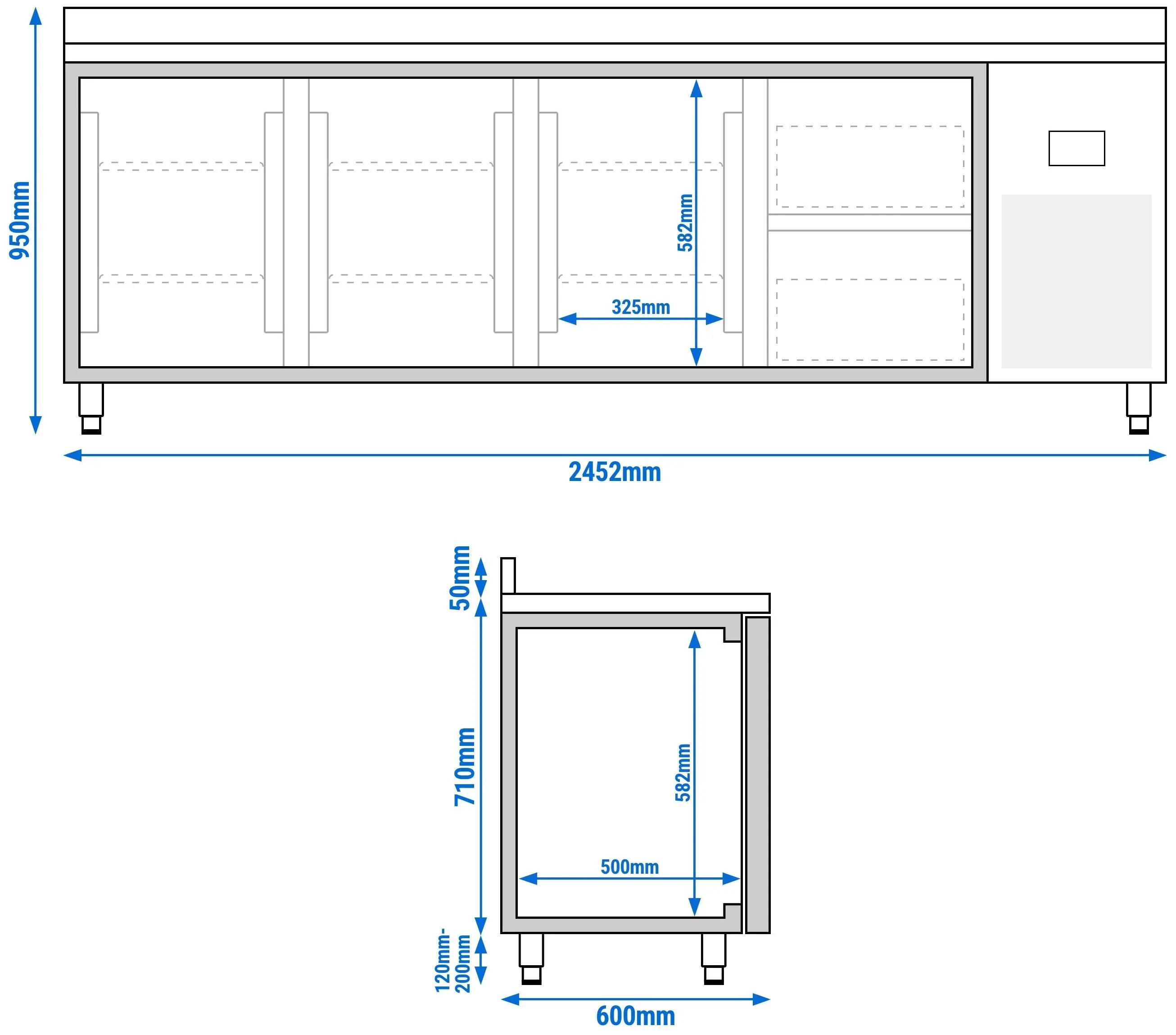 Холодильный стол GGM Gastro KTI256T3S1212 (Inox) - 10