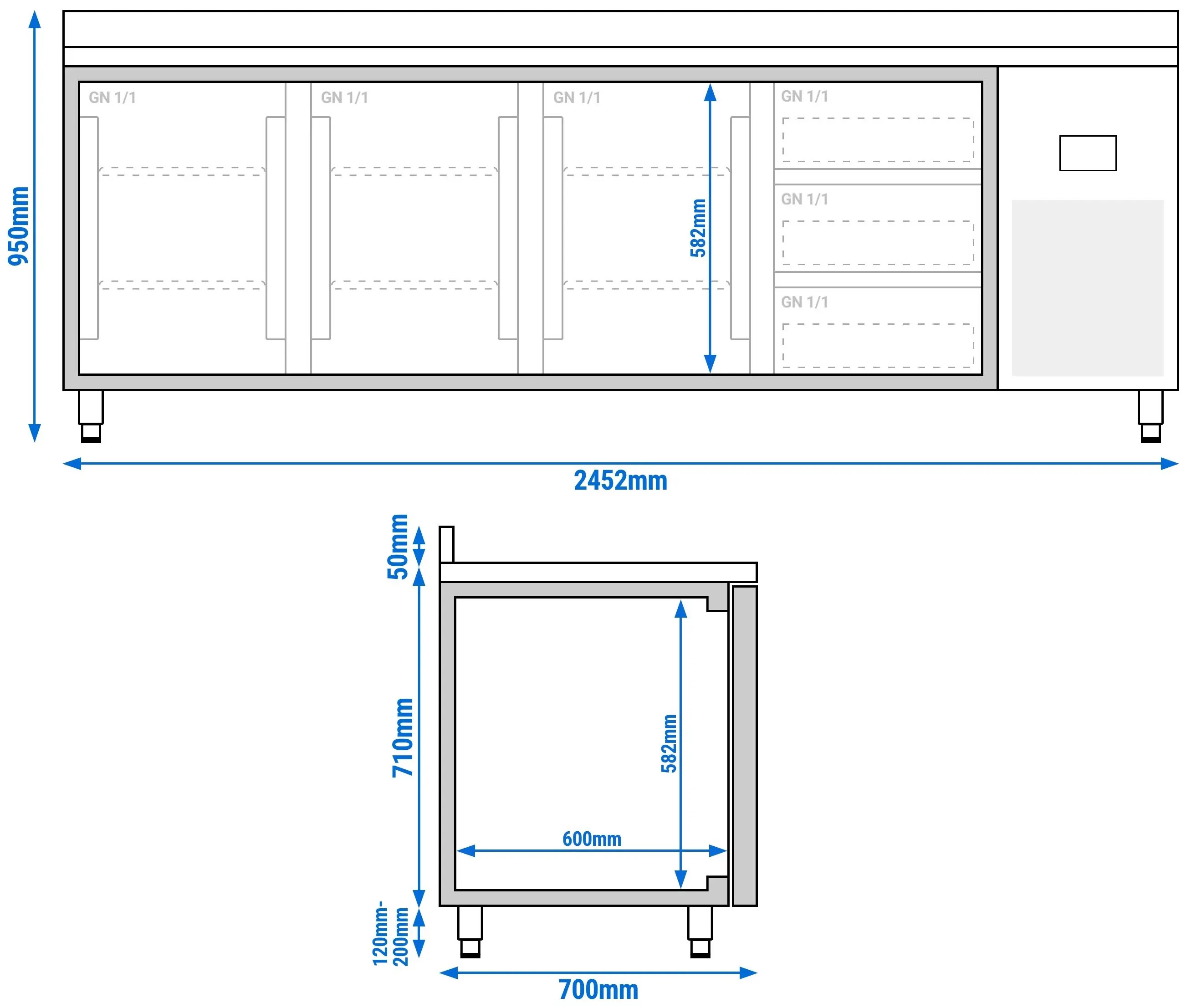 Masa frigorifica GGM Gastro KTI257T3S1313 (Inox) - 10