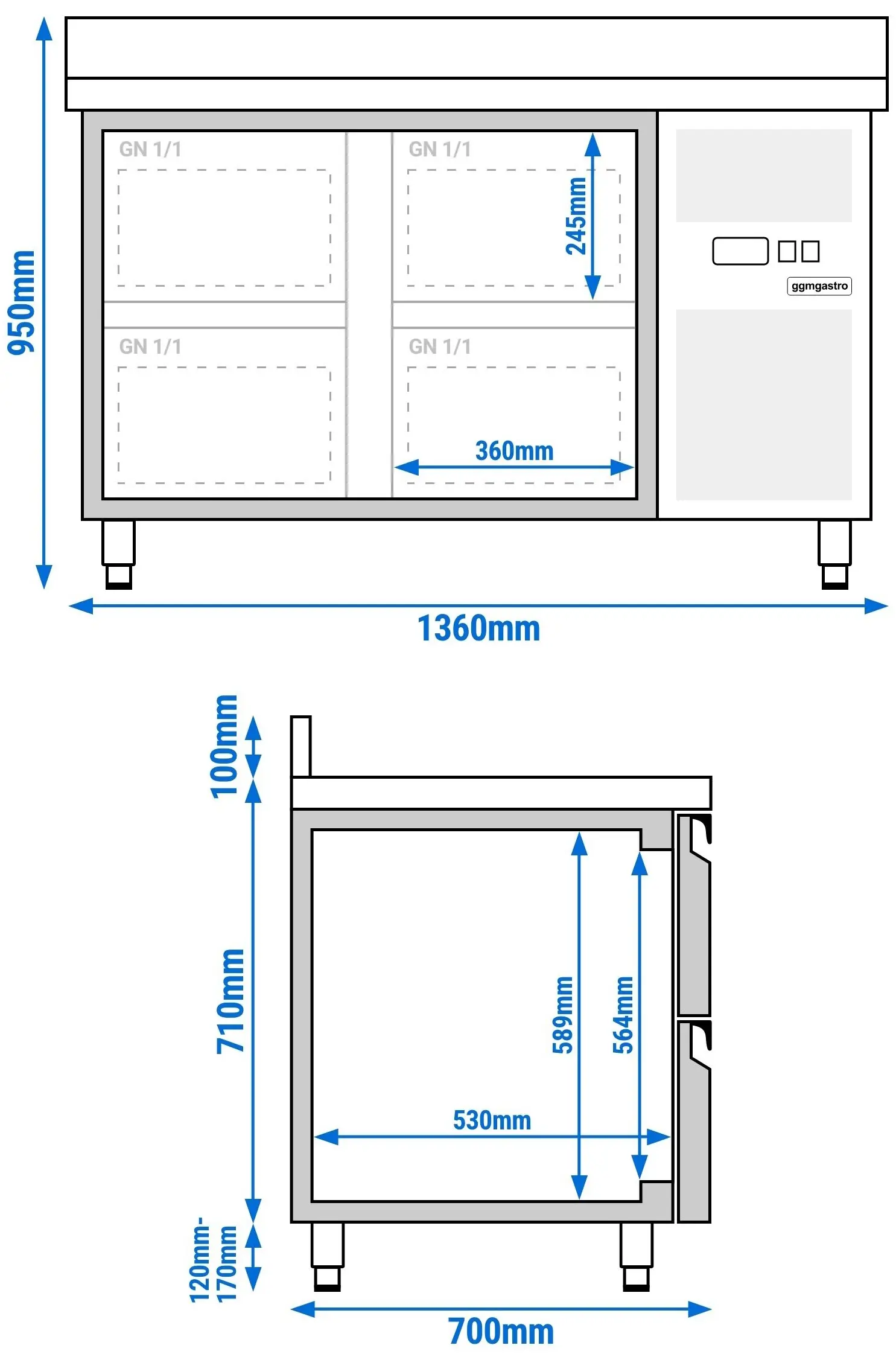 Masa frigorifica GGM Gastro KTJ147AND4 (Inox) - 10