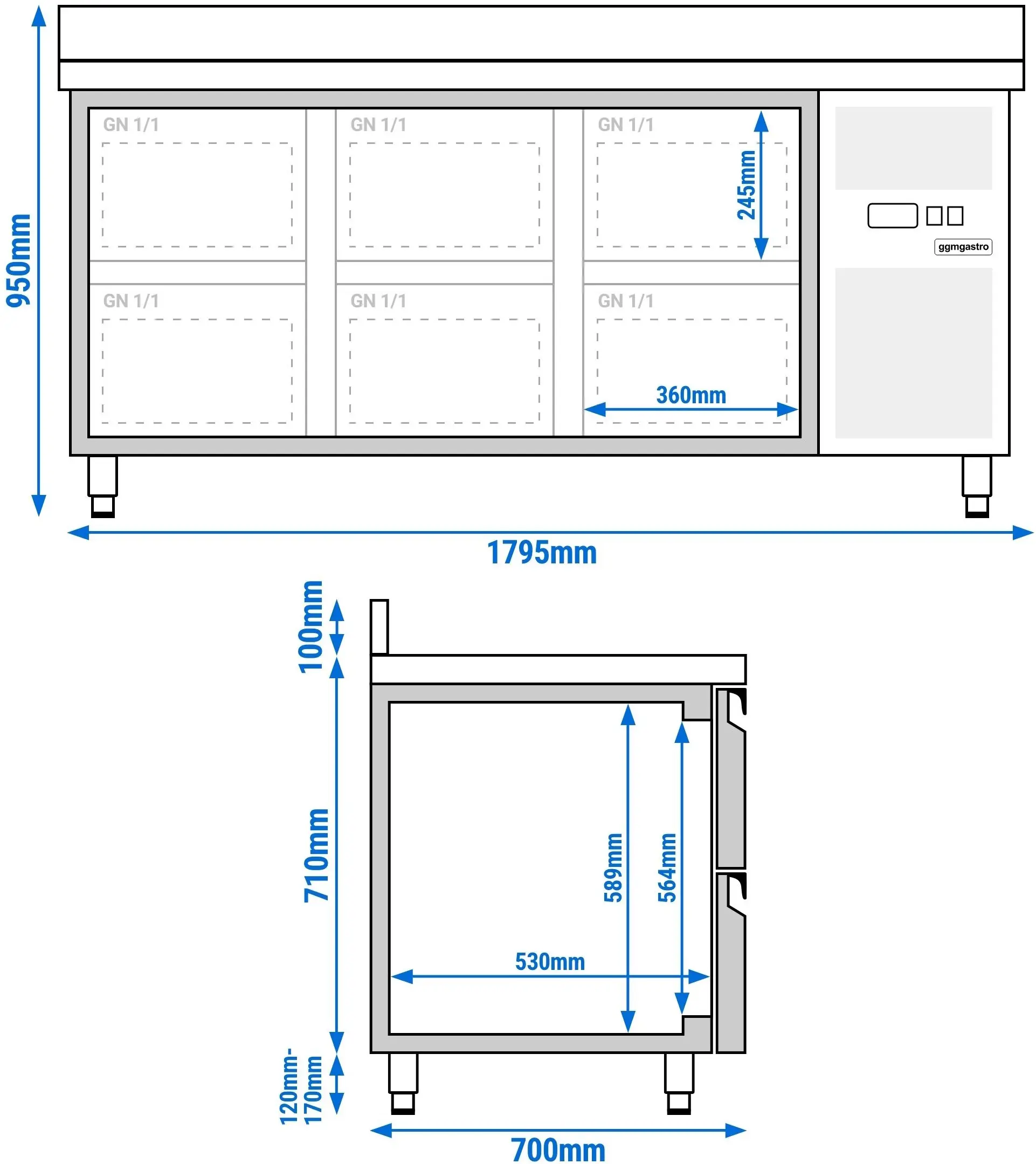 Masa frigorifica GGM Gastro KTJ187AND6 (Inox) - 10