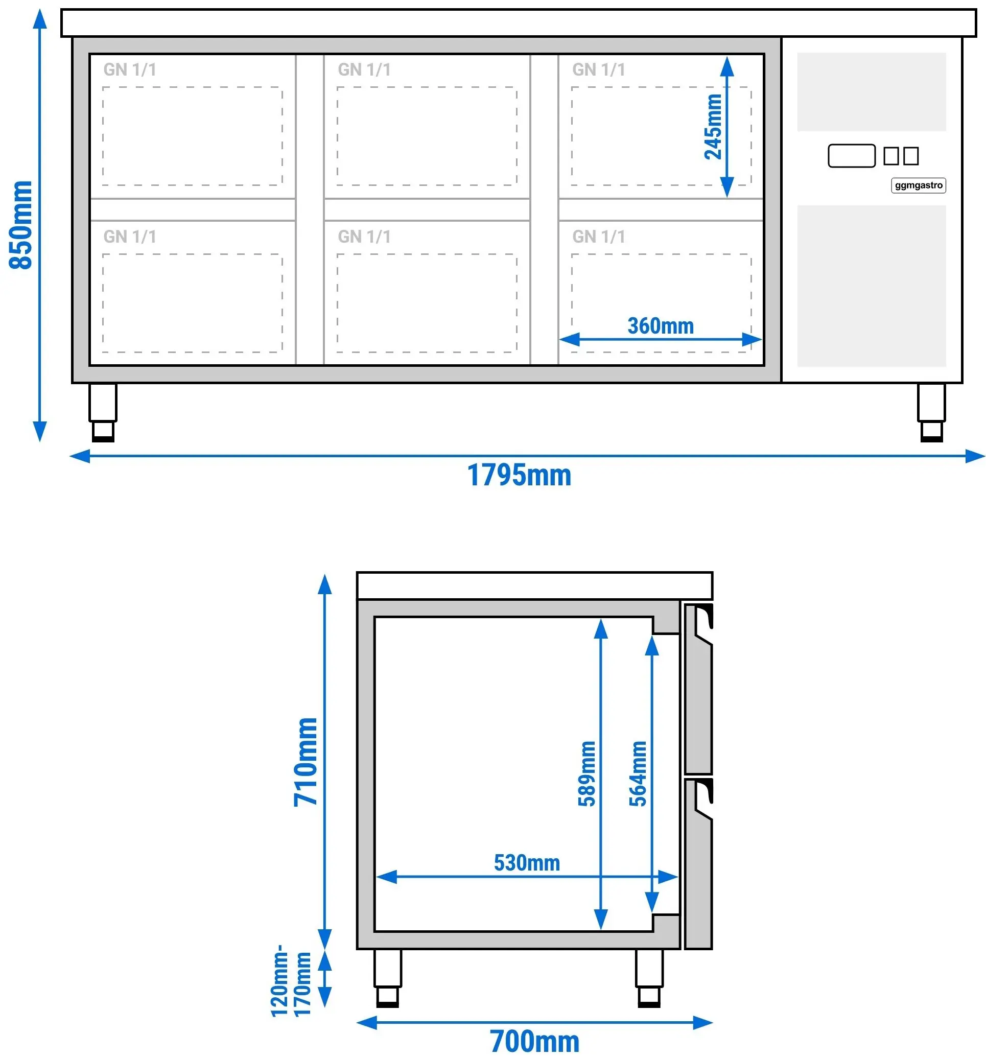 Masa frigorifica GGM Gastro KTJ187ND6 (Inox) - 10