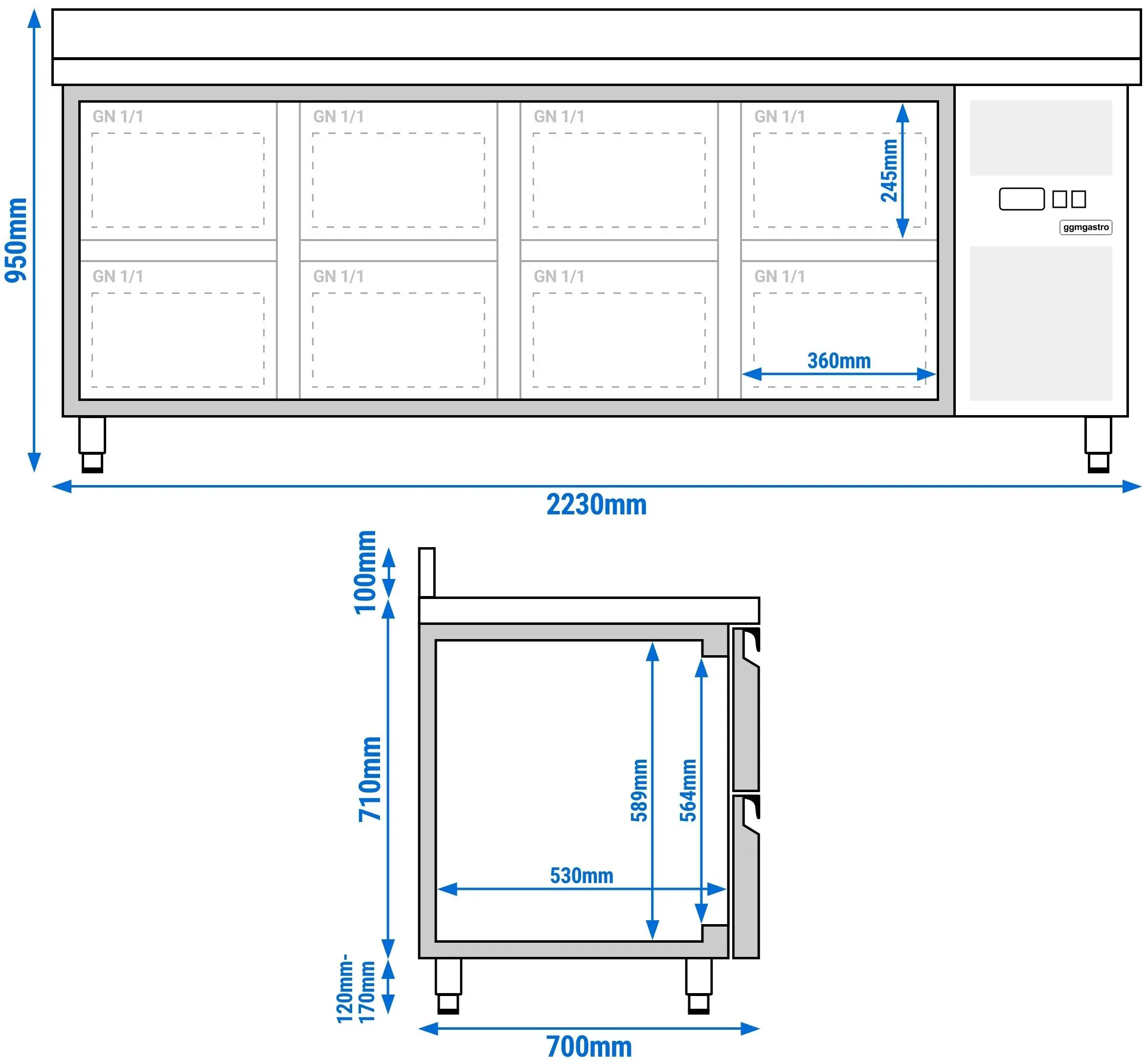 Masa frigorifica GGM Gastro KTJ227AND8 (Inox) - 10