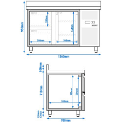 Masa frigorifica GGM Gastro KTS147AND#1T#2S (Inox) Thumb