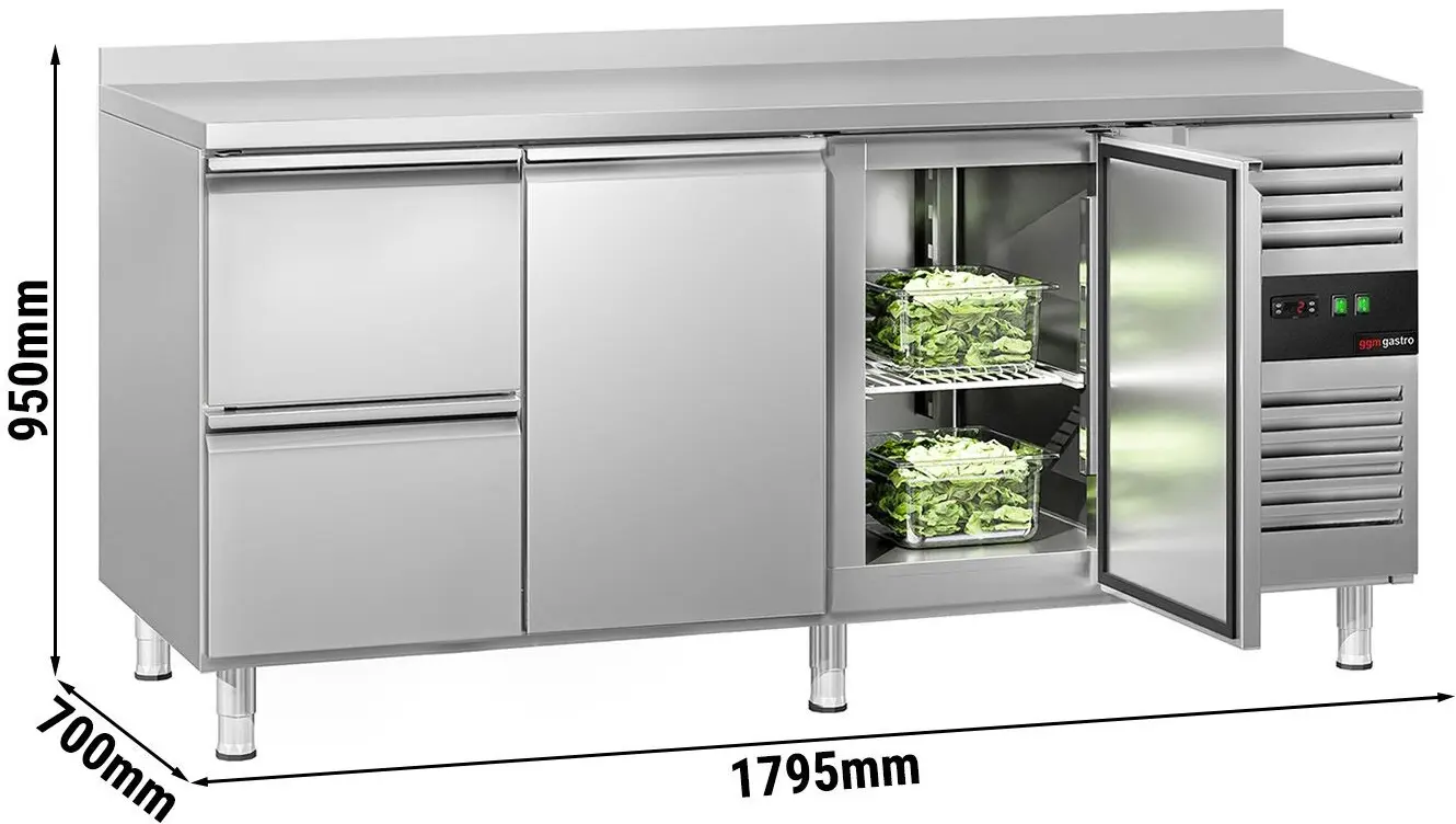 Masa frigorifica GGM Gastro KTS187AND#2T#2S (Inox) - 11