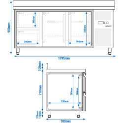 Masa frigorifica GGM Gastro KTS187AND#2T#2S (Inox) Thumb