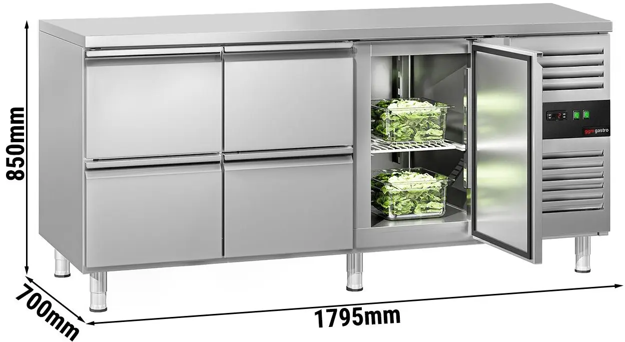 Холодильный стол GGM Gastro KTS187ND#1T#4S (Inox) - 11