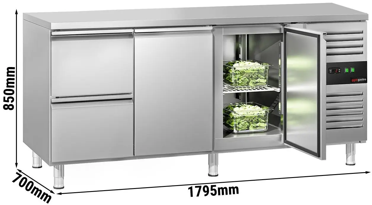 Холодильный стол GGM Gastro KTS187ND#2T#2S (Inox) - 13