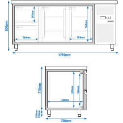 Холодильный стол GGM Gastro KTS187ND#2T#2S (Inox) Thumb