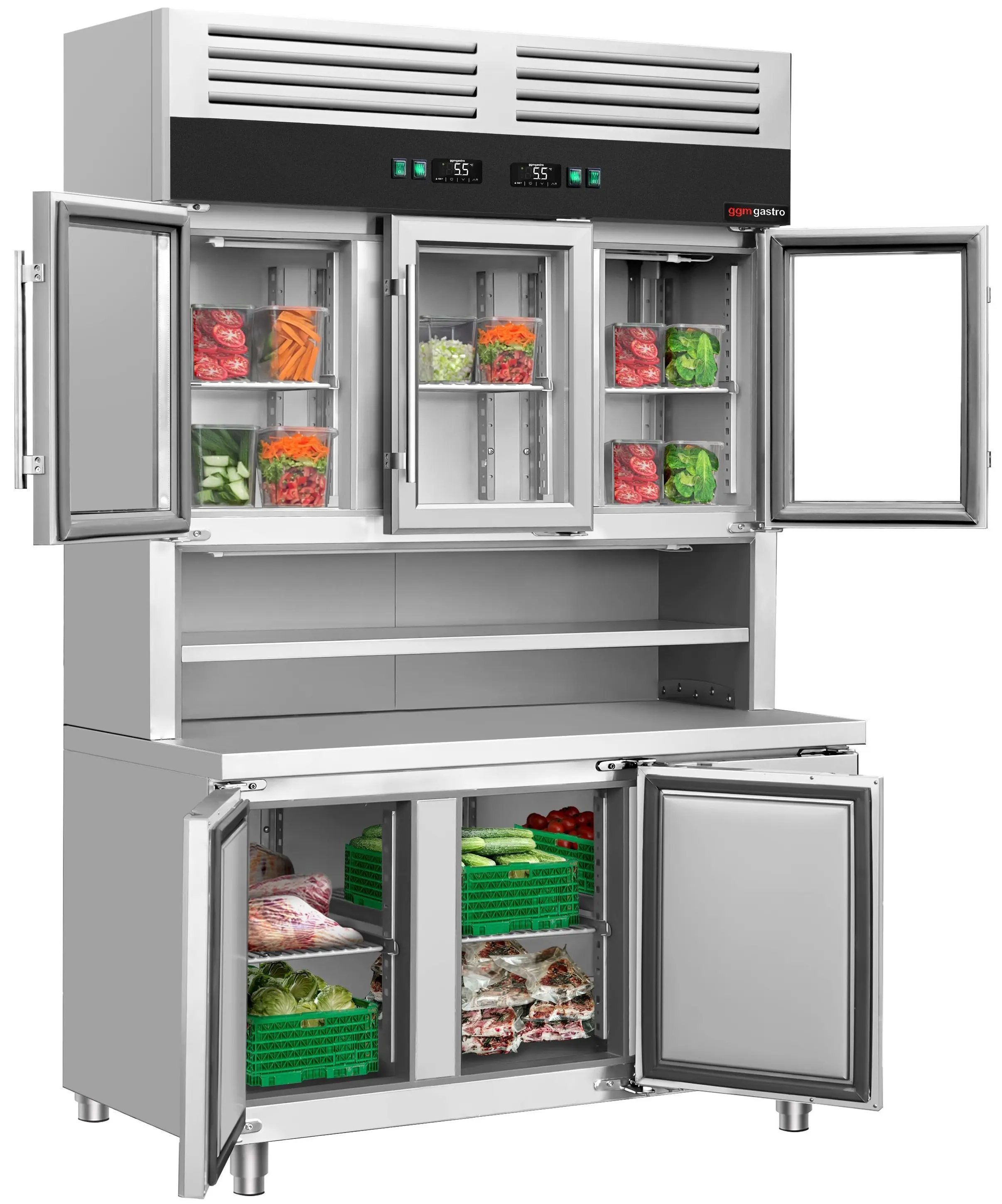 Masa frigorifica cu dulap superior GGM Gastro KKC3T7 (Inox) - 2