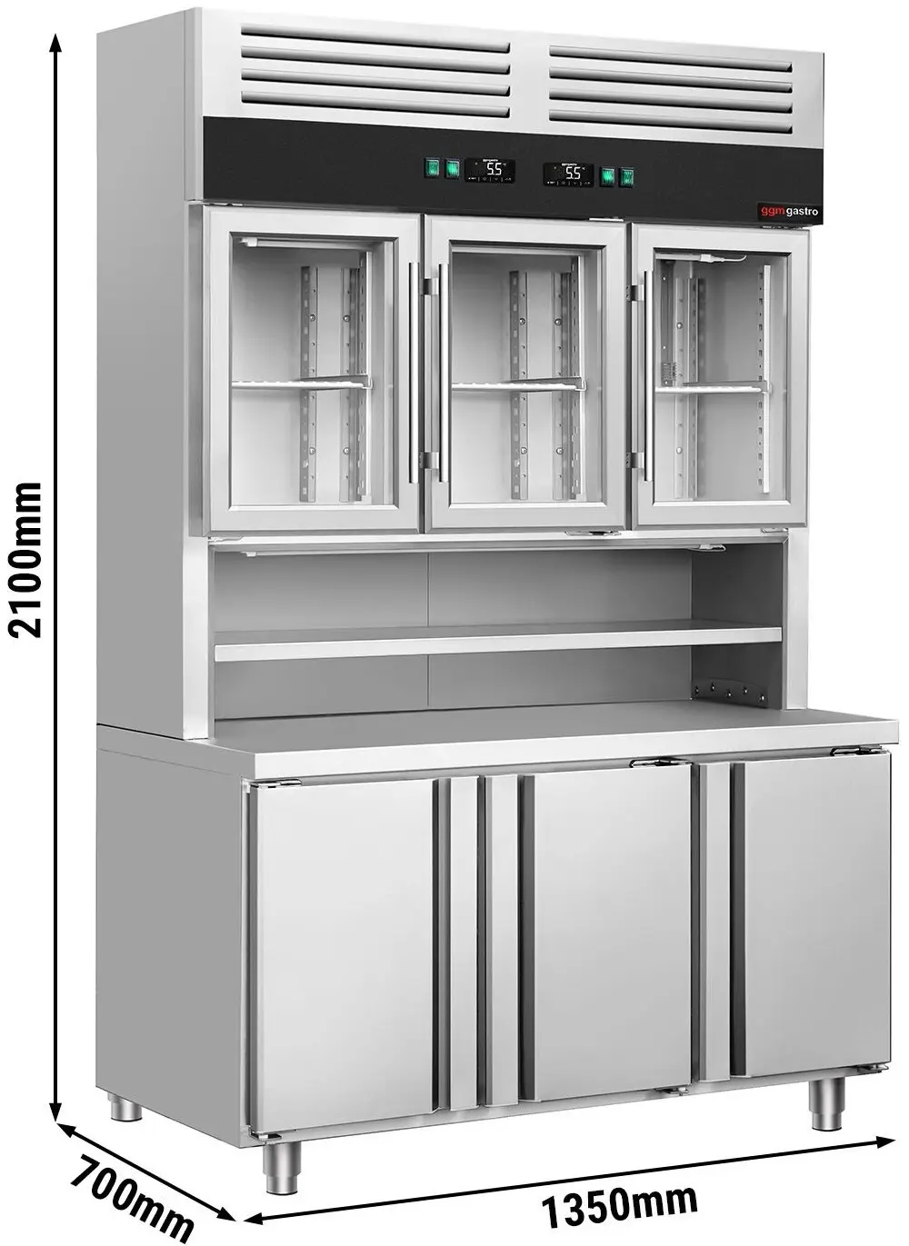 Masa frigorifica cu dulap superior GGM Gastro KKC3T7 (Inox) - 10