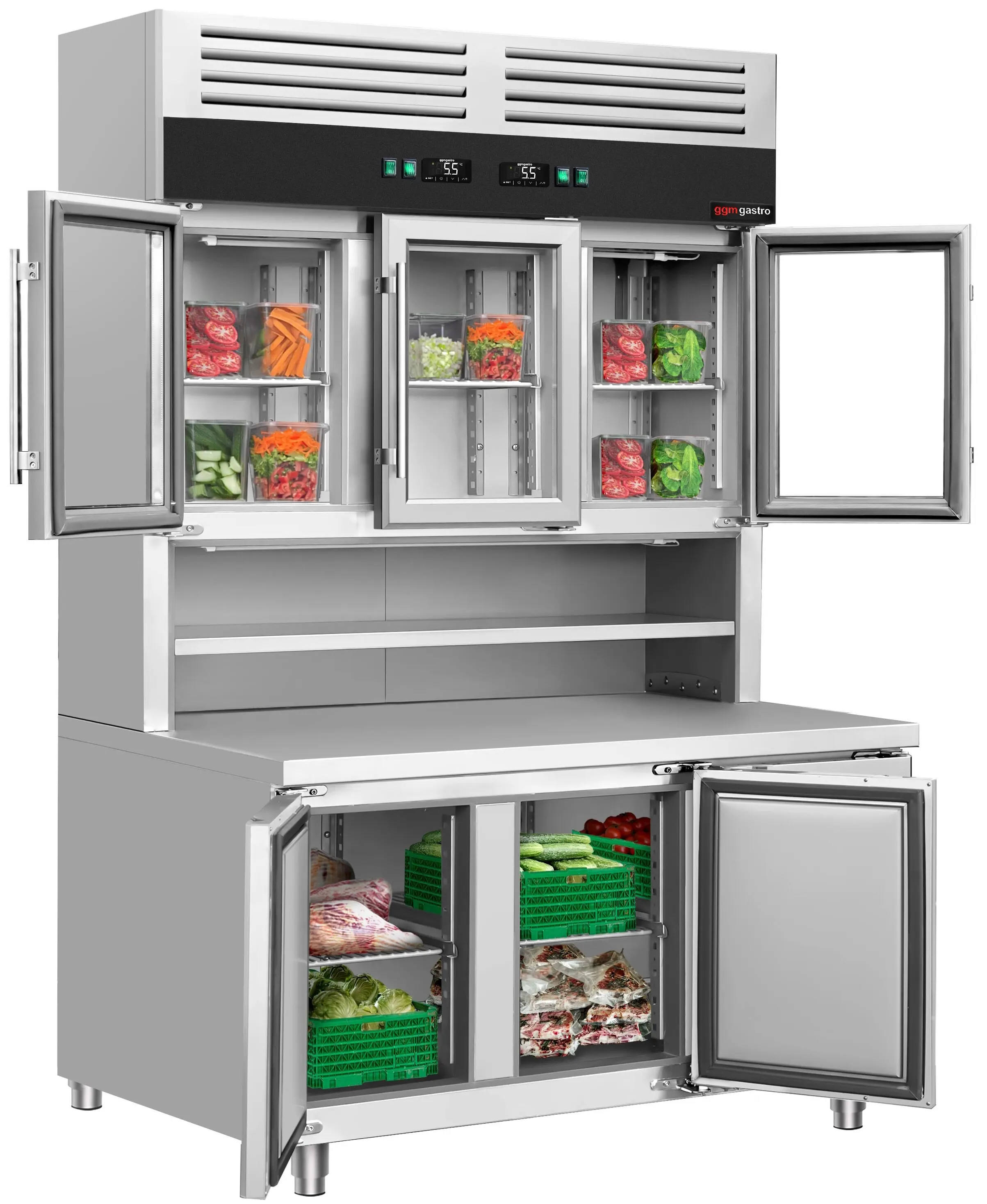 Masa frigorifica cu dulap superior GGM Gastro KKC3T8 (Inox) - 2
