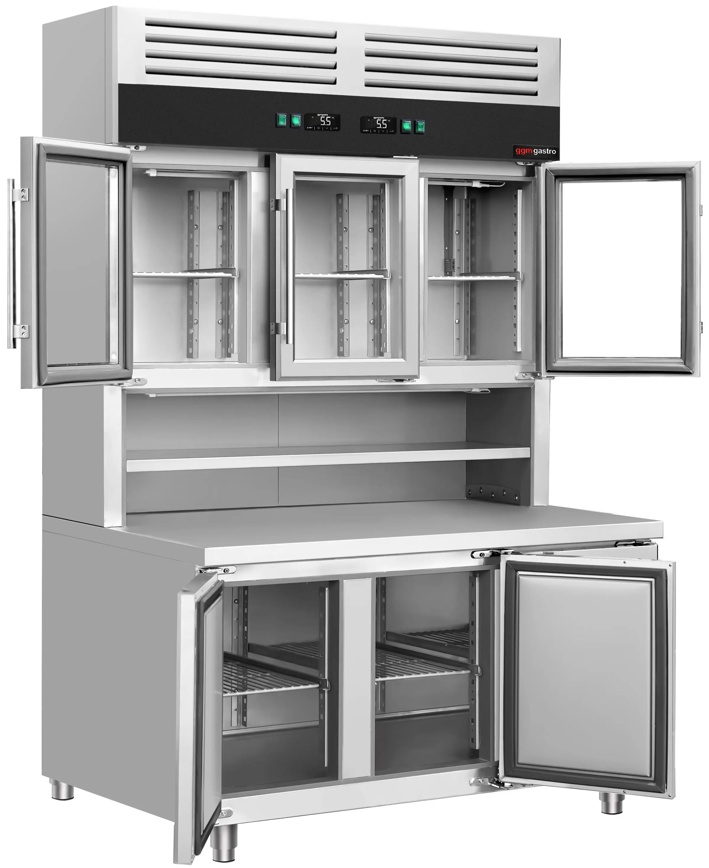 Masa frigorifica cu dulap superior GGM Gastro KKC3T8 (Inox) - 3