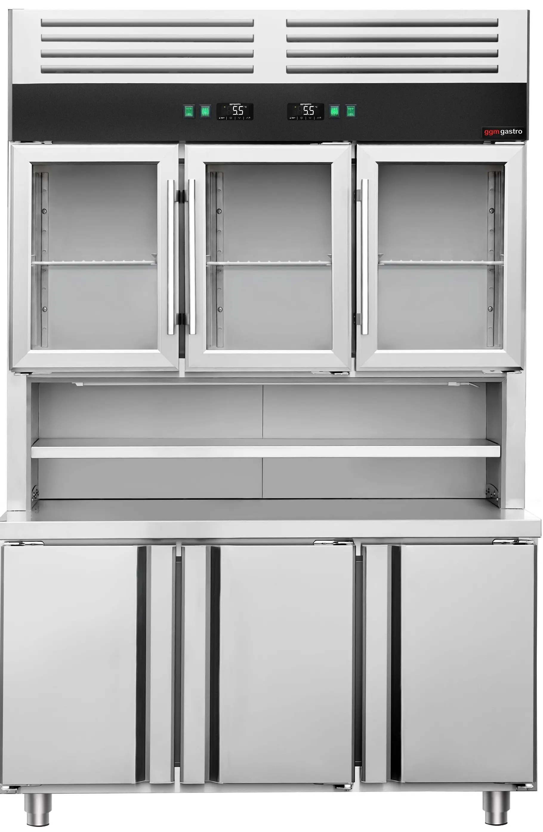 Masa frigorifica cu dulap superior GGM Gastro KKC3T8 (Inox) - 4