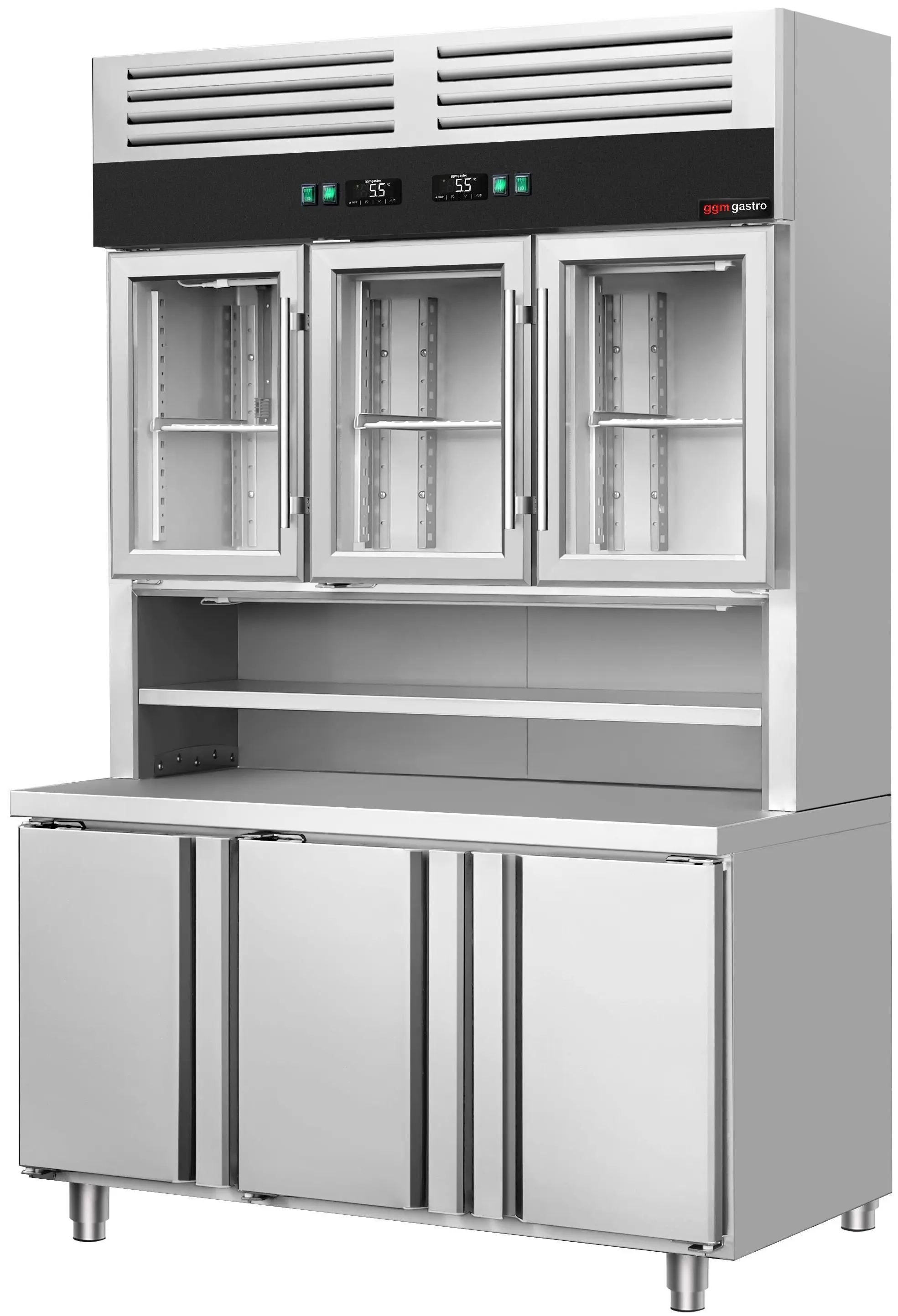 Masa frigorifica cu dulap superior GGM Gastro KKC3T8 (Inox) - 5