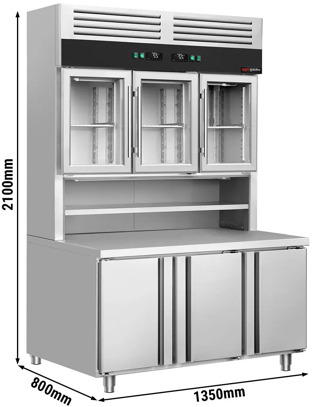 Masa frigorifica cu dulap superior GGM Gastro KKC3T8 (Inox) - 10