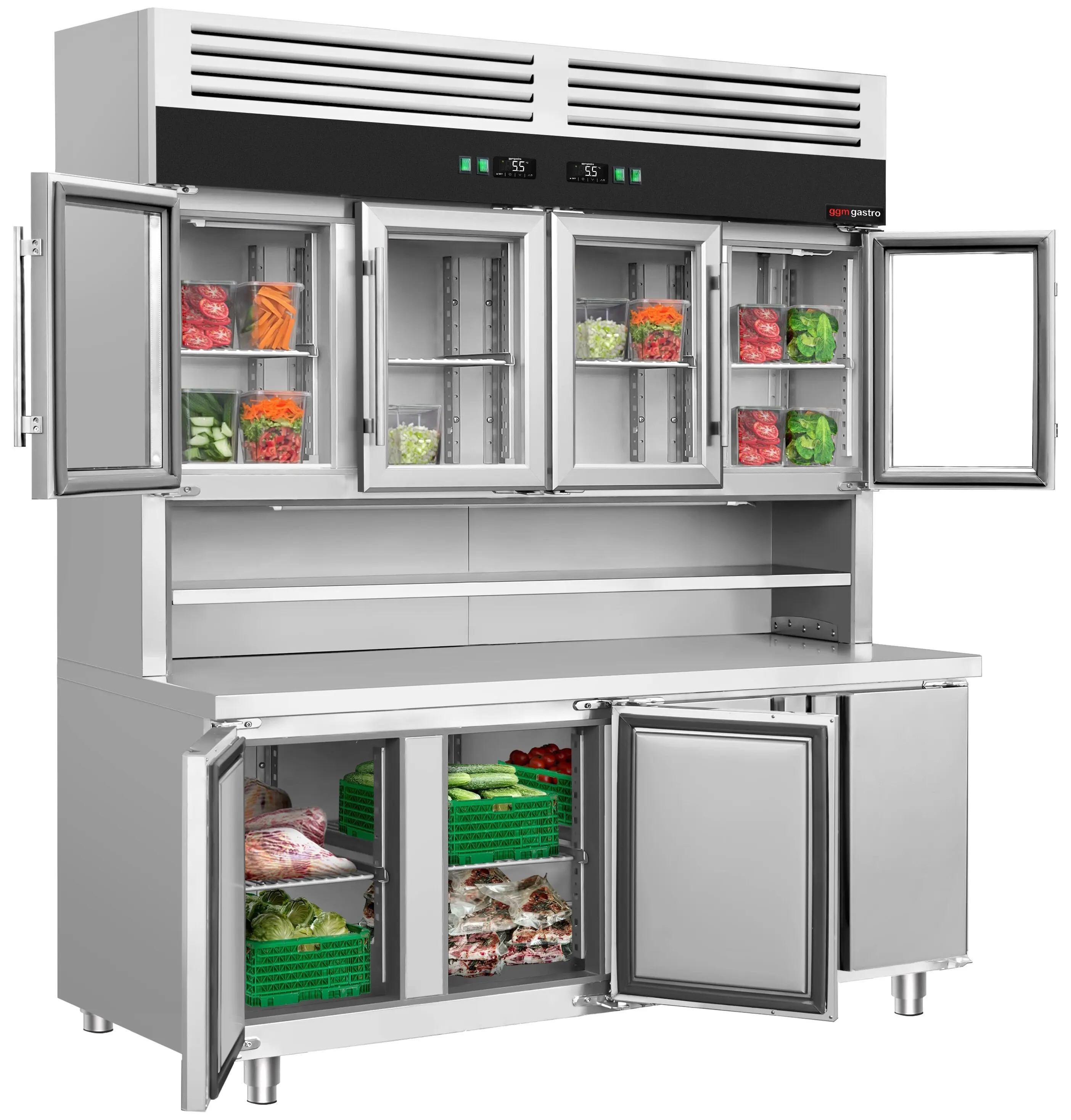 Masa frigorifica cu dulap superior GGM Gastro KKC4T7 (Inox) - 2