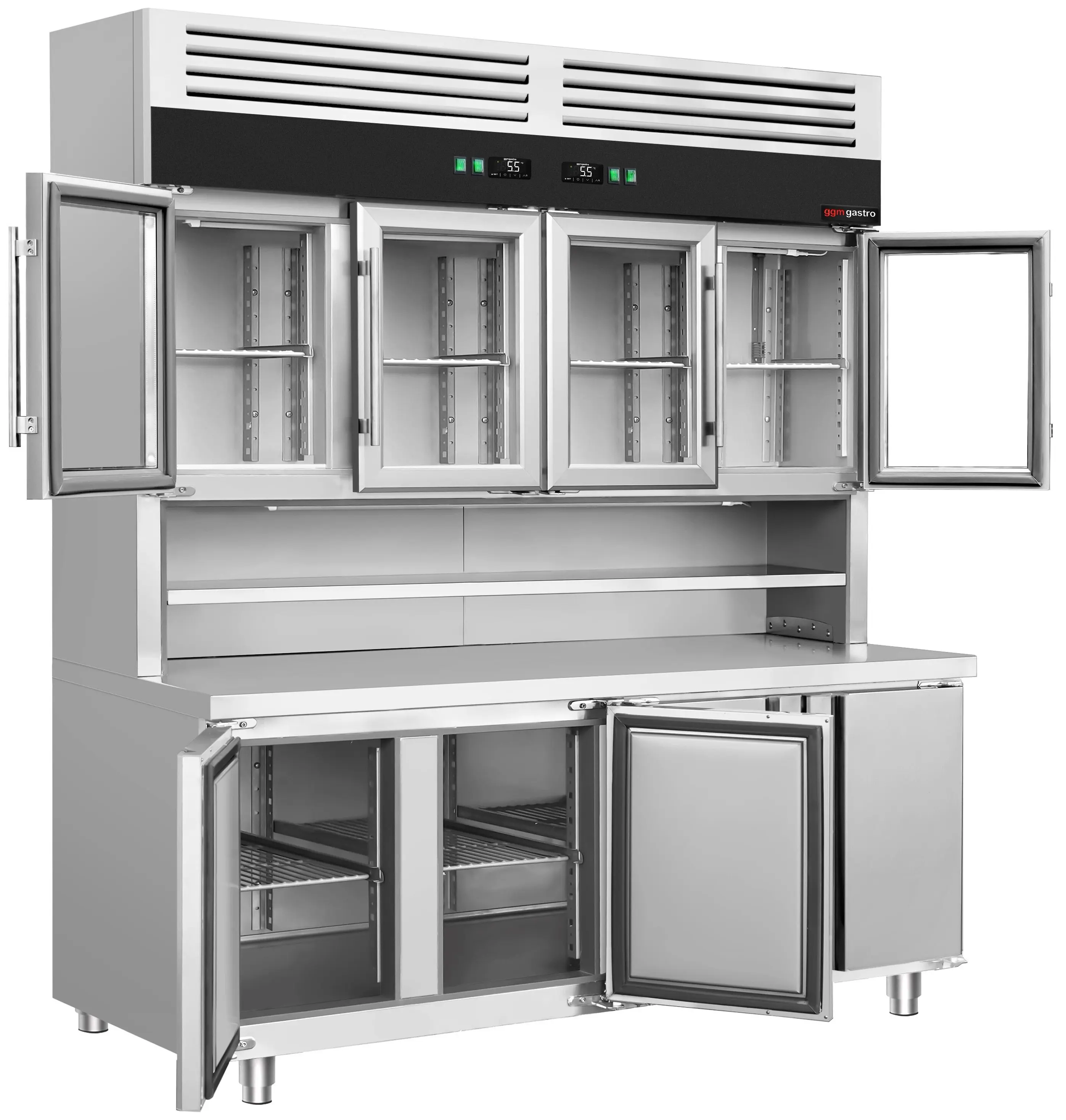 Masa frigorifica cu dulap superior GGM Gastro KKC4T7 (Inox) - 3